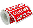 Rollo de etiquetas adhesivas Contiene Albarán de Apli