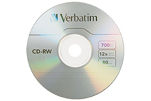 CD regrabable Verbatim AZO CD-R 700 megas de capacidad de memoria, 80 minutos de sonido de alta calidad y definición y velocidad de grabación desde 8 hasta 12x