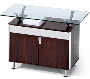 Armario bajo de archivo con moderno altillo de cristal Block 10