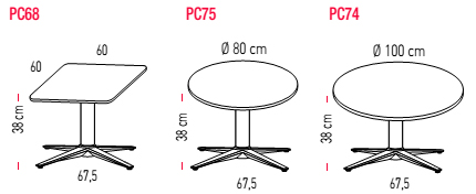 Mesa Tabula con apoyo en cruz Tar 20 de 38 cm de altura
