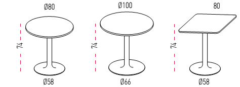 Modelos para mesa Tabula Tar 30 de 74 cm. de altura