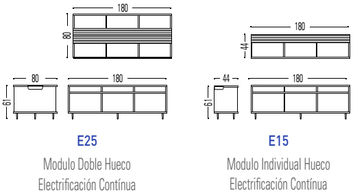 Módulos de apoyo para mesa Twist Spine Lineal E25 E15