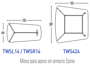 Módulos de tablero para mesa Twist Spine TWSL14/TWSR14 TWS424
