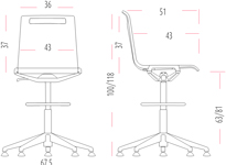 Medidas de la silla Mit confidente con cuatro patas de Actiu