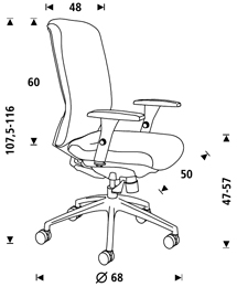 Medidas del sillón de dirección Rocada RD-944