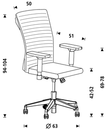 Medidas del sillón de dirección Rocada RD-949