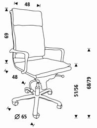 Medidas del sillón de dirección Rocada RD-986V15
