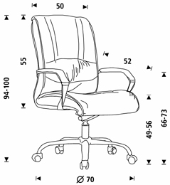 Medidas del sillón de dirección Rocada RD-988