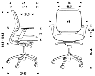 Medidas del sillón de dirección Rocada RD-996