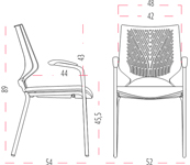 Medidas de la silla Tnkid confidente con cuatro patas de Actiu