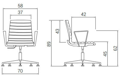Medidas de la silla Top de Dile Office con giro autoretorno