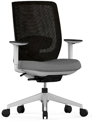 Silla de oficina con asiento tapizado y respaldo con tejido técnico de malla transpirable Trim Actiu