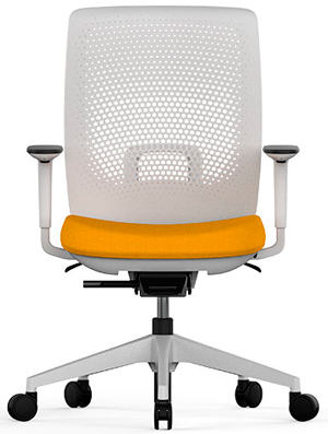 Silla de oficina con asiento tapizado y respaldo de plástico de polipropileno perforado y ventilado para favorecer la transpiración Trim Actiu