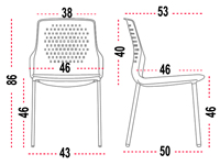 Medidas de la silla Uka confidente con cuatro patas de Actiu