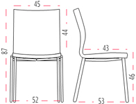 Medidas de la silla Uma confidente con cuatro patas de Actiu