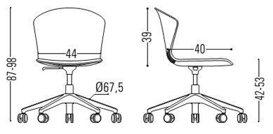 Medidas de la silla Wave confidente con cuatro patas de Actiu