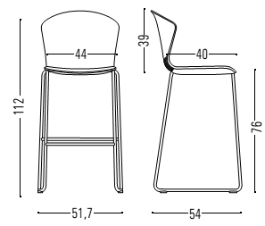 Medidas de la silla Wave confidente con cuatro patas de Actiu