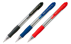 Bolígrafo Pilot Super Grip negro, azul y rojo