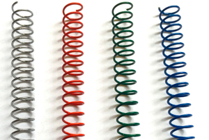 Espiral metalico de colores plata, rojo, verde y azul para encuadernar