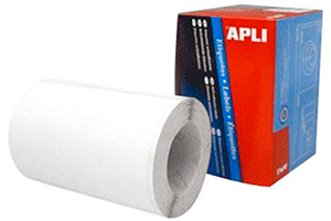 300 etiquetas adhesivas en rollo color blanco de 100 x 50 mm. Apli