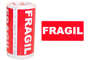200 etiquetas adhesivas en rollo color rojo con texto FRAGIL en blanco Apli