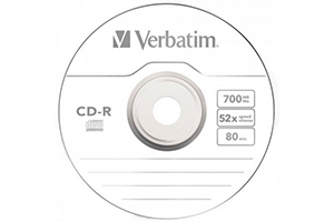 CD barato Verbatim AZO CD-R 700 megas de capacidad de memoria, 80 minutos de audio de alta calidad y definición y velocidad de grabación hasta 52x