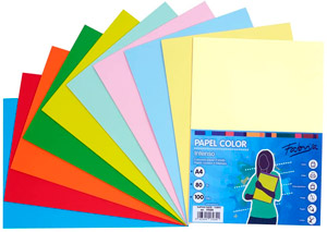 100 folios de papel en 10 colores DIN-A4 80g Fabrisa 17034