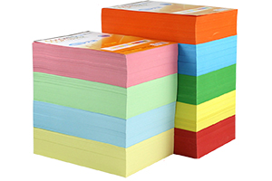 Folios de papel barato DIN-A4 80g de color rojo, naranja, amarillo, verde, azul y crema