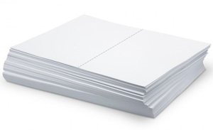 Folios de papel blanco trepado al centro, 2500 hojas DIN-A4 que se cortan fácilmente en 5000 hojas DIN-A5