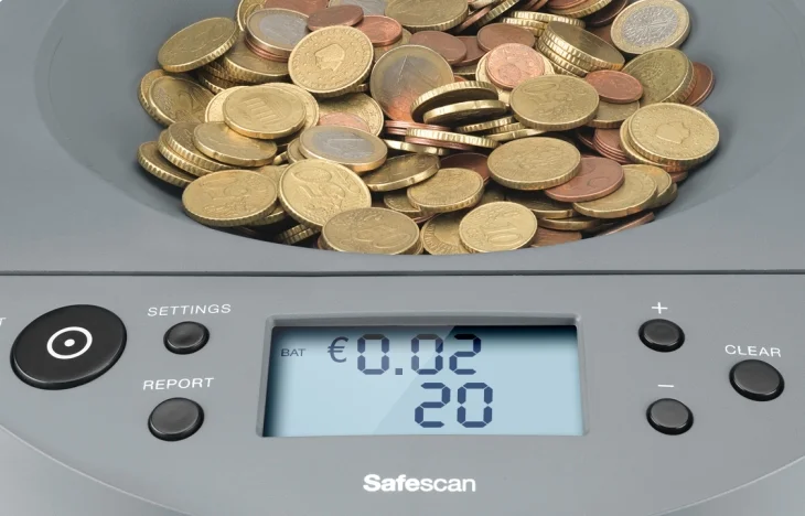 Pantalla de la contadora de monedas Safescan 1450