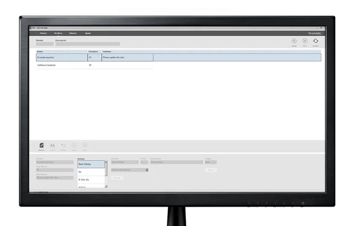 Pantalla de PC con el programa creando un grupo salarial
