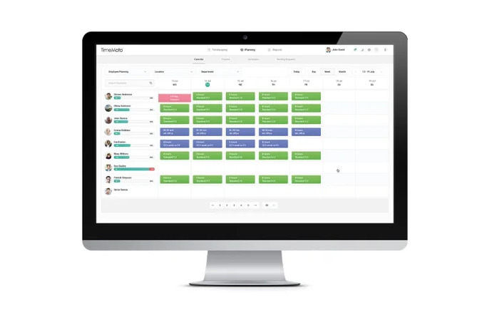 Pantalla de ordenador con software para gestionar horarios