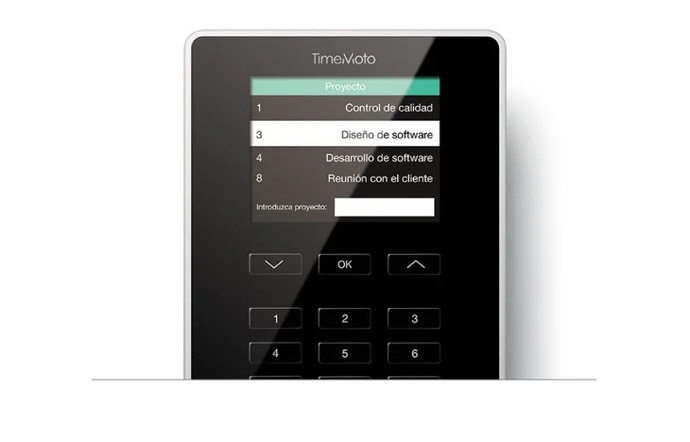 Pantalla del TM-626 con código de proyecto