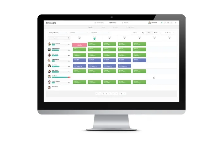 Pantalla de ordenador con software para gestionar horarios