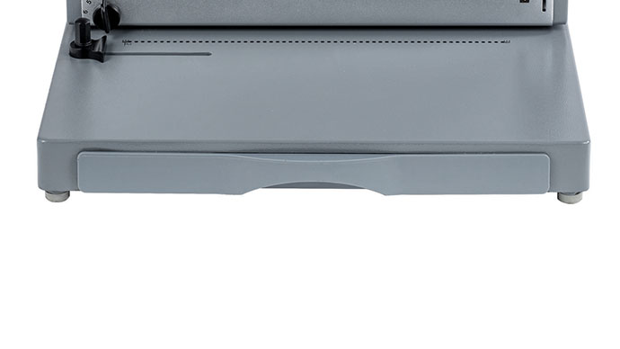 Cajón extraíble Para recoger los recortes la encuadernadora eléctrica Fellowes Metal 200R incorpora en la parte delantera un práctico cajón de residuos extraíble
