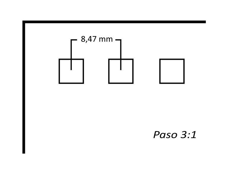 La encuadernadora realiza 34 agujeros en un papel A4, con una distancia entre agujeros de 8,47 mm