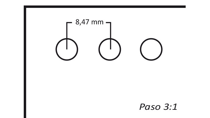 La encuadernadora realiza 34 agujeros en un papel A4, con una distancia entre agujeros de 8,47 mm, es el paso estándar para el Wire-O