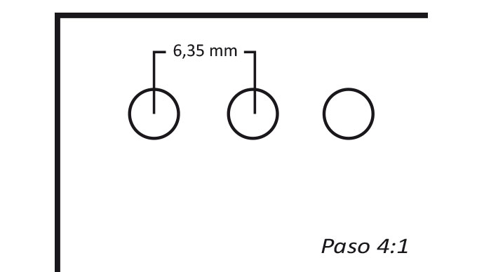 La encuadernadora Mustang 41 eléctrica tiene 51 punzones y realiza 46 agujeros en un papel A4, con una distancia entre agujeros de 6,35 mm, el paso 4:1 o paso 635 es el preferido por los profesionales