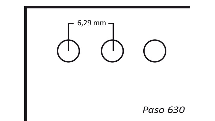 La encuadernadora realiza 47 agujeros en un papel A4, con una distancia entre agujeros de 6,29 mm