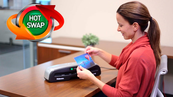 Ajuste de temperatura Hot Swap en plastificadoras Fellowes