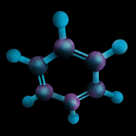 Representación atómica del benceno