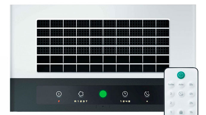 La luz LED verde indica buena calidad del aire