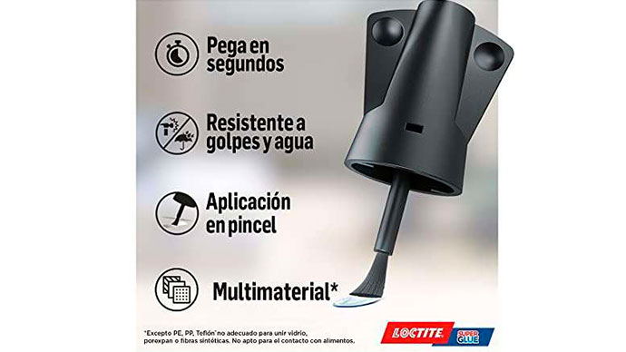 El pegamento de contacto Loctite Super Glue 3 pega en tan sólo 3 segundos con uniones limpias, transparentes y resistentes.