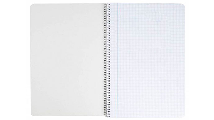 Esta libreta contiene 80 hojas de papel cuadriculado blanco de 60 g/m² con margen para que tengas mucho espacio para tomar tus notas.