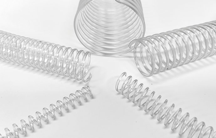 Espirales de plástico transparentes de varios diámetros