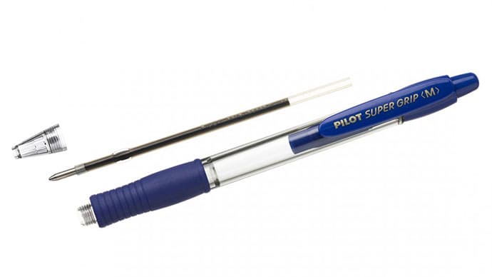 Bolígrafo Pilot Super Grip desmontado