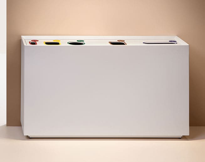 Papelera de reciclaje con 5 compartimentos