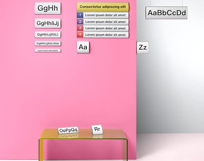 Pared, mesa y techo con rótulos personalizados Curvo