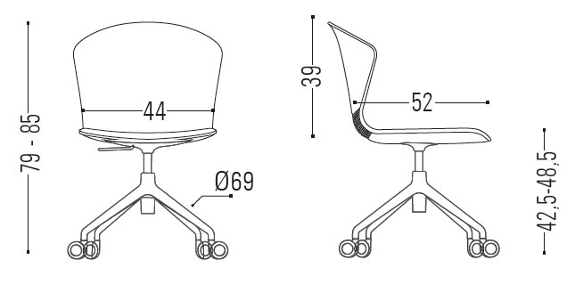 Medidas de la silla Whas de cuatro ruedas