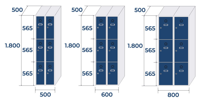 Taquilla de 2 columnas de 3 puertas
